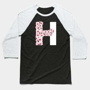 Colorful capital letter H patterned with sakura twig Baseball T-Shirt